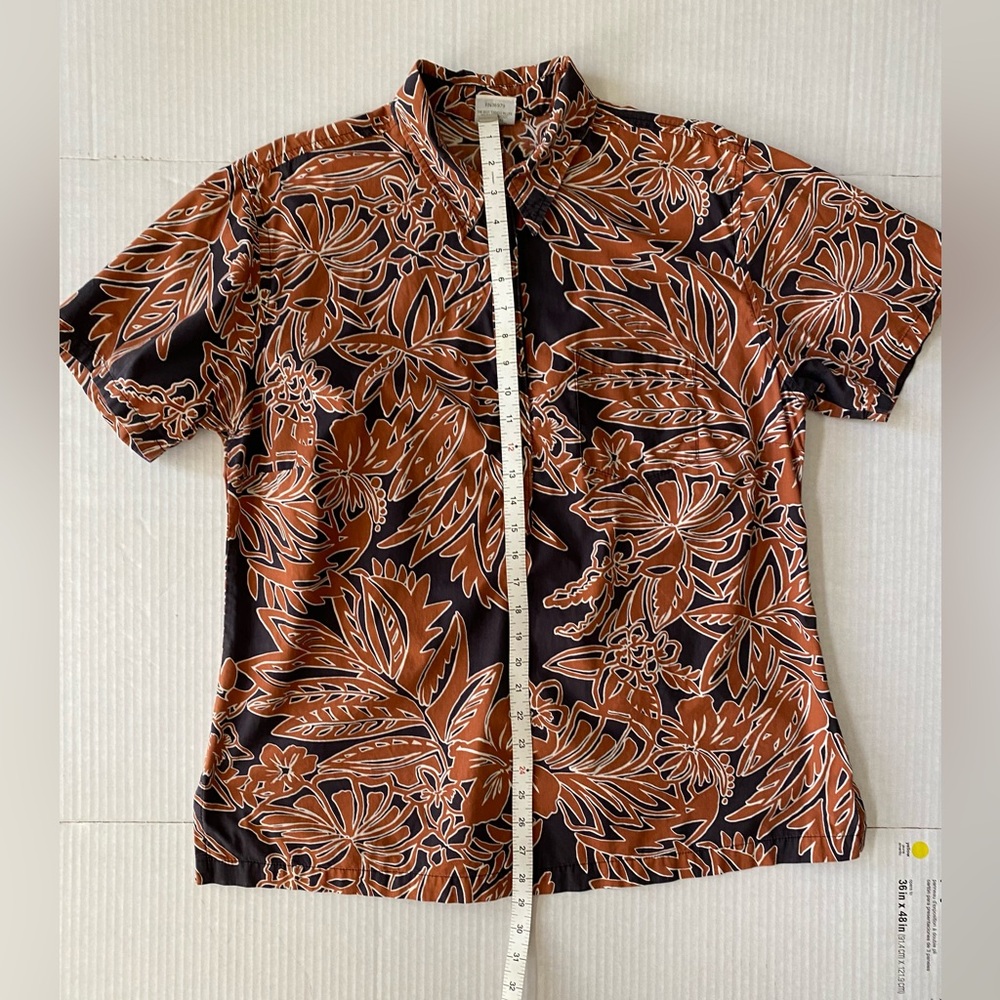 Vintage Go Barefoot Hawaiian Shirt Brick Red and Black 3 button pullover Size XL - Picture 2 of 11